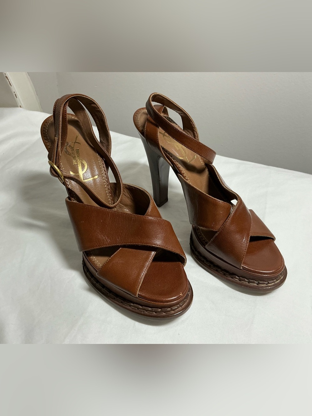 Yves Saint Laurent | Vintage Crisscross Strap Slingback High Heel Sandal